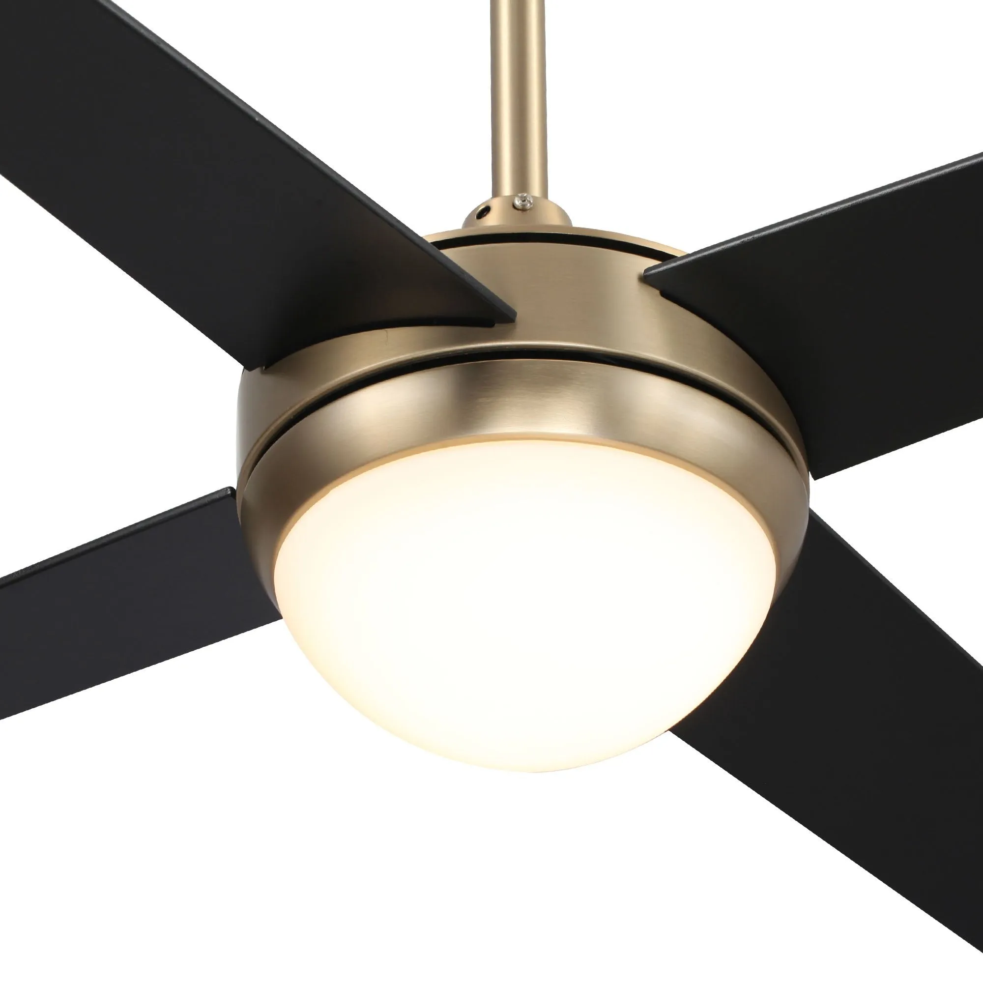 NEVA 52 inch 4-Blade Smart Ceiling Fan with LED Light Kit & Smart Wall Switch - Gold/Black