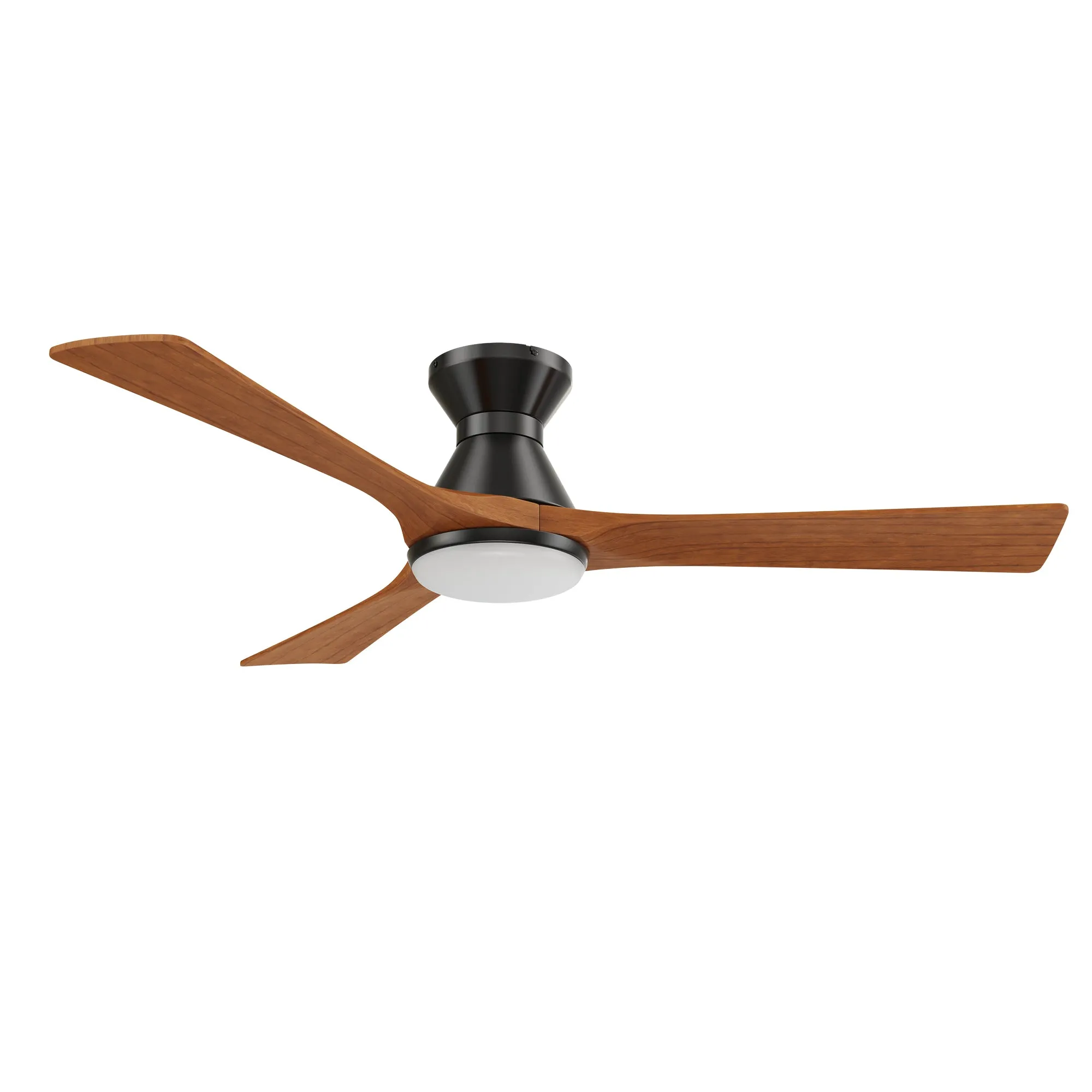 NICOLET 52 inch 3-Blade Flush Mount Smart Ceiling Fan with LED Light Kit & Remote- Black/Antique Walnut