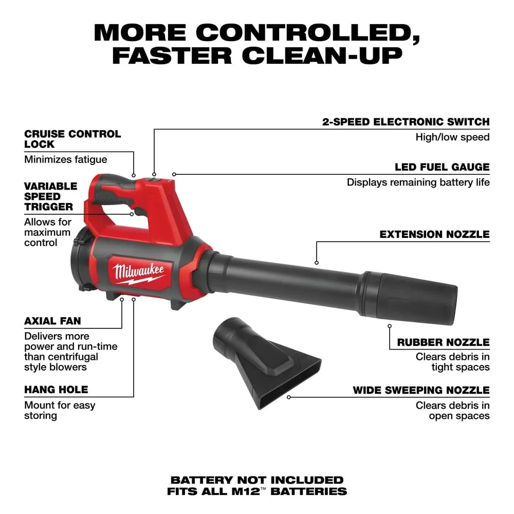 Open Box -  Milwaukee M12 12-Volt Lithium-Ion Cordless Compact Spot Blower (Tool-Only)