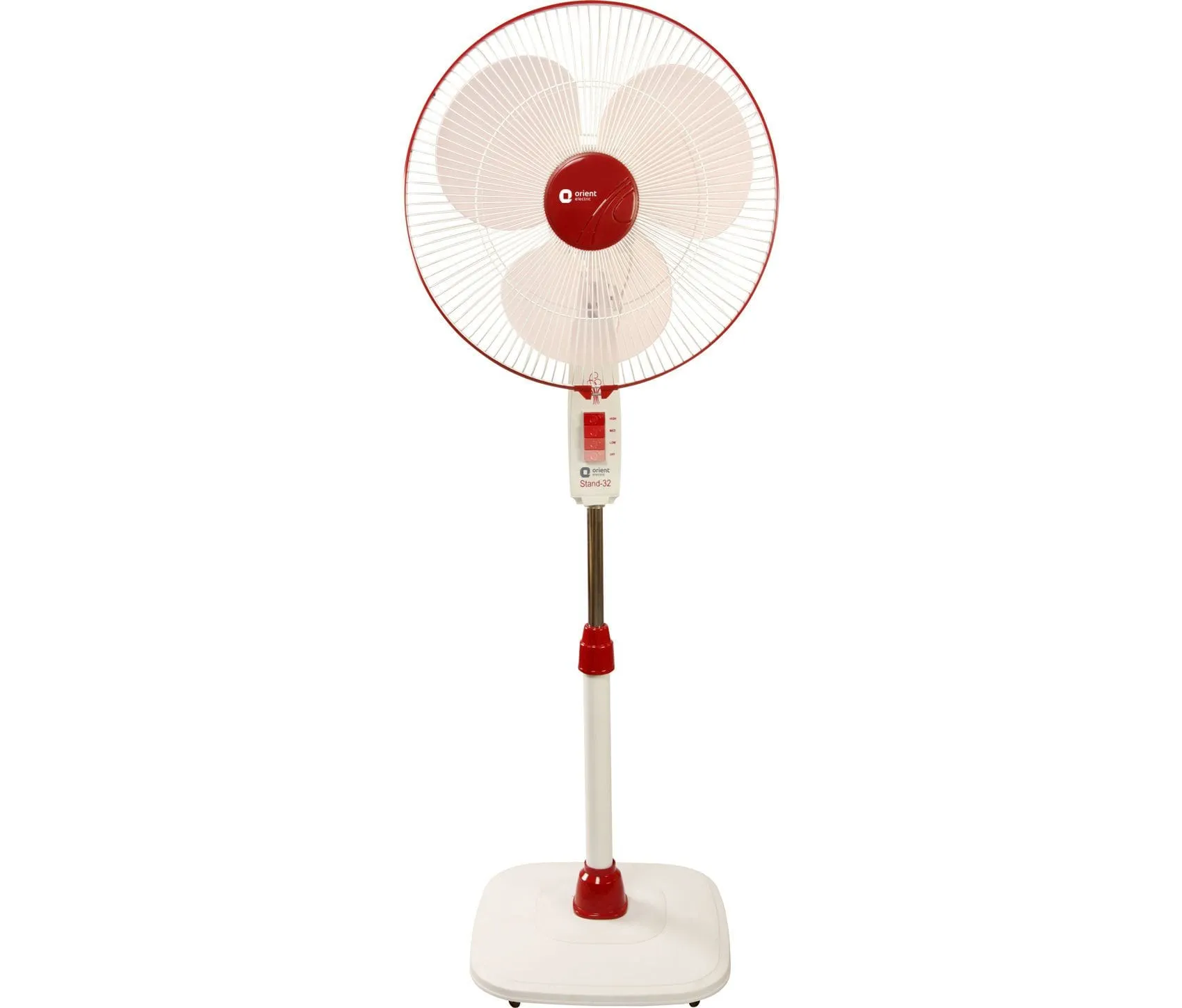 Orient Electric Pedestal Fan Stand-32 with Easy Wheels, 400mm (Red)