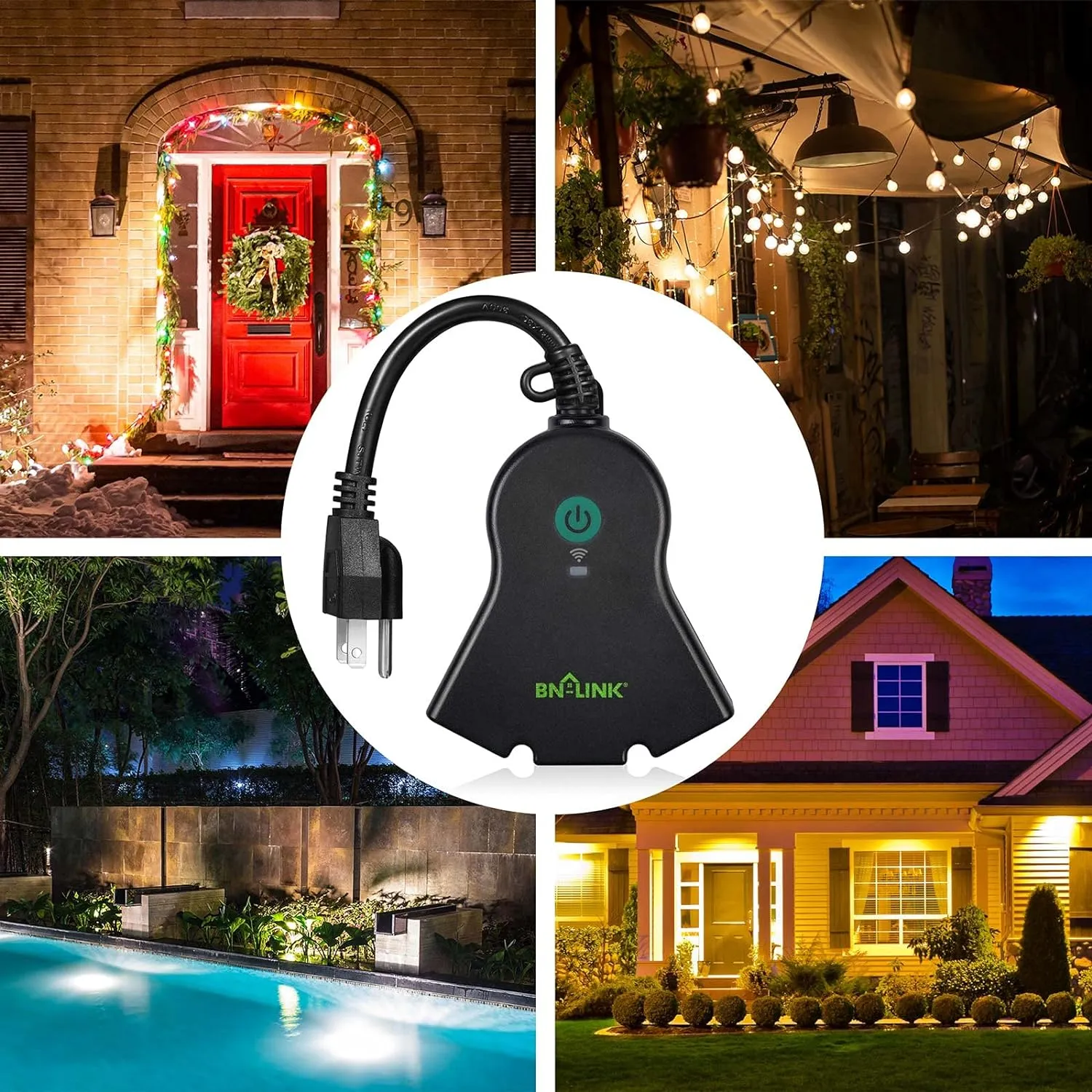 Outdoor Smart Wi-Fi Plug Outlet with 3 Sockets Compatible Function BN-LINK