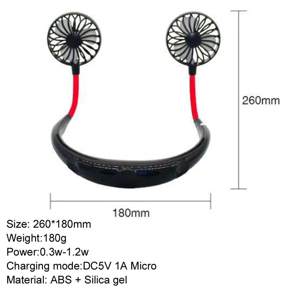 Personal Neck Fan Portable USB Rechargeable 3 Adjustable  for Camping