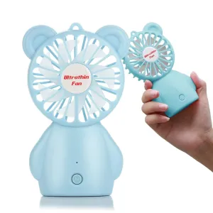 Portable 3-Speed Handheld Fan, Rechargeable, Blue - Gominimo