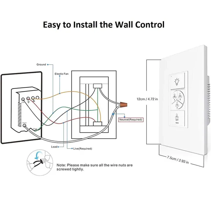 RAIDEN 52 inch 3-Blade Flush Mount Smart Ceiling Fan with LED Light Kit & Smart Wall Switch - White/White