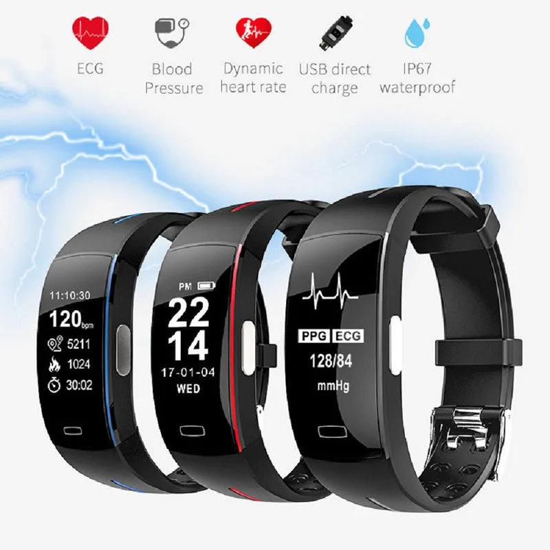 Smart Wrist Band ECG PPG Measurement Dynamic Heart Rate Monitor USB Charge Fitness Tracker Color Screen Smart Watch