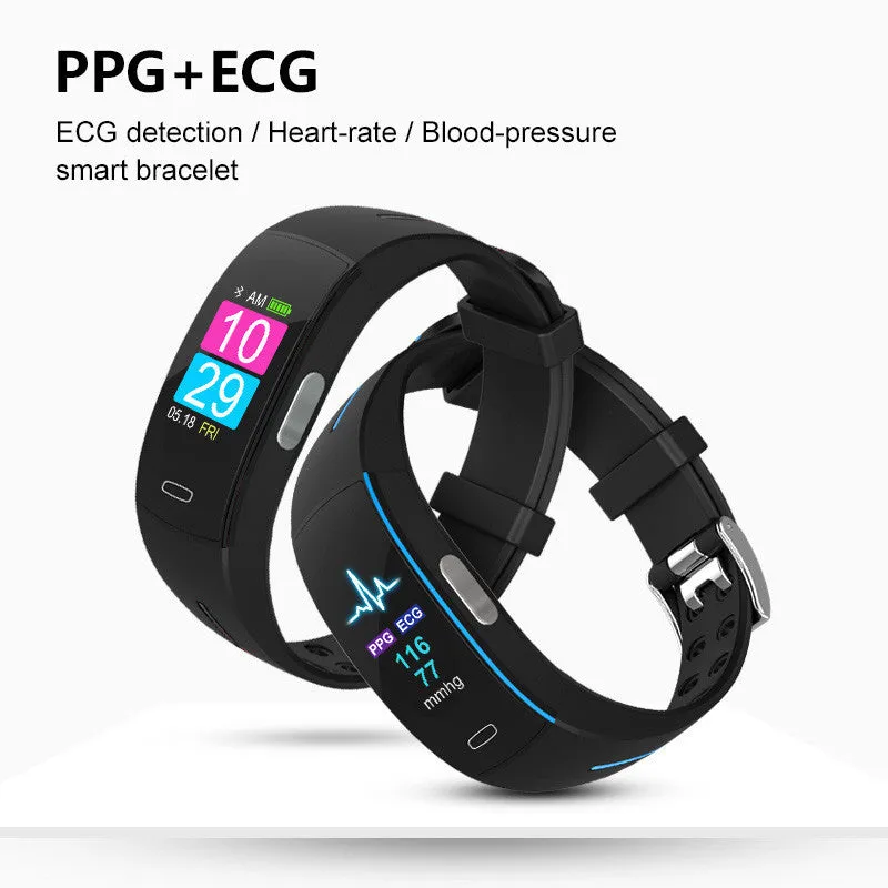 Smart Wrist Band ECG PPG Measurement Dynamic Heart Rate Monitor USB Charge Fitness Tracker Color Screen Smart Watch