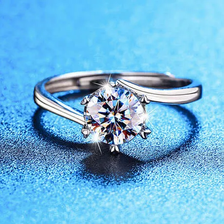 Snowflake Moissanite Adjustable Open-ended Ring