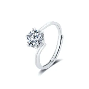 Snowflake Moissanite Adjustable Open-ended Ring