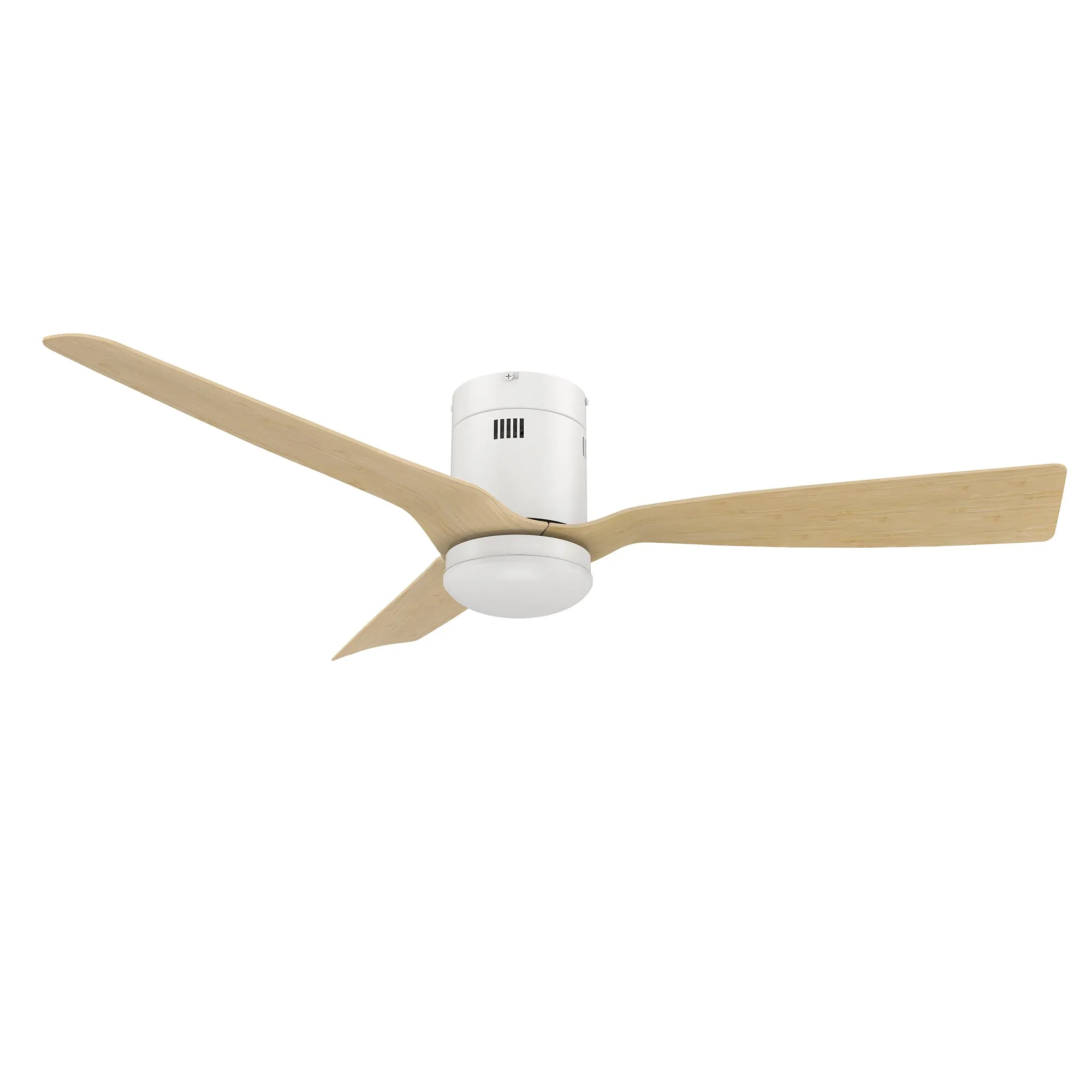 SPEZIA 52 inch 3-Blade Flush Mount Smart Ceiling Fan with LED Light Kit & Remote - White/Bamboo Wood