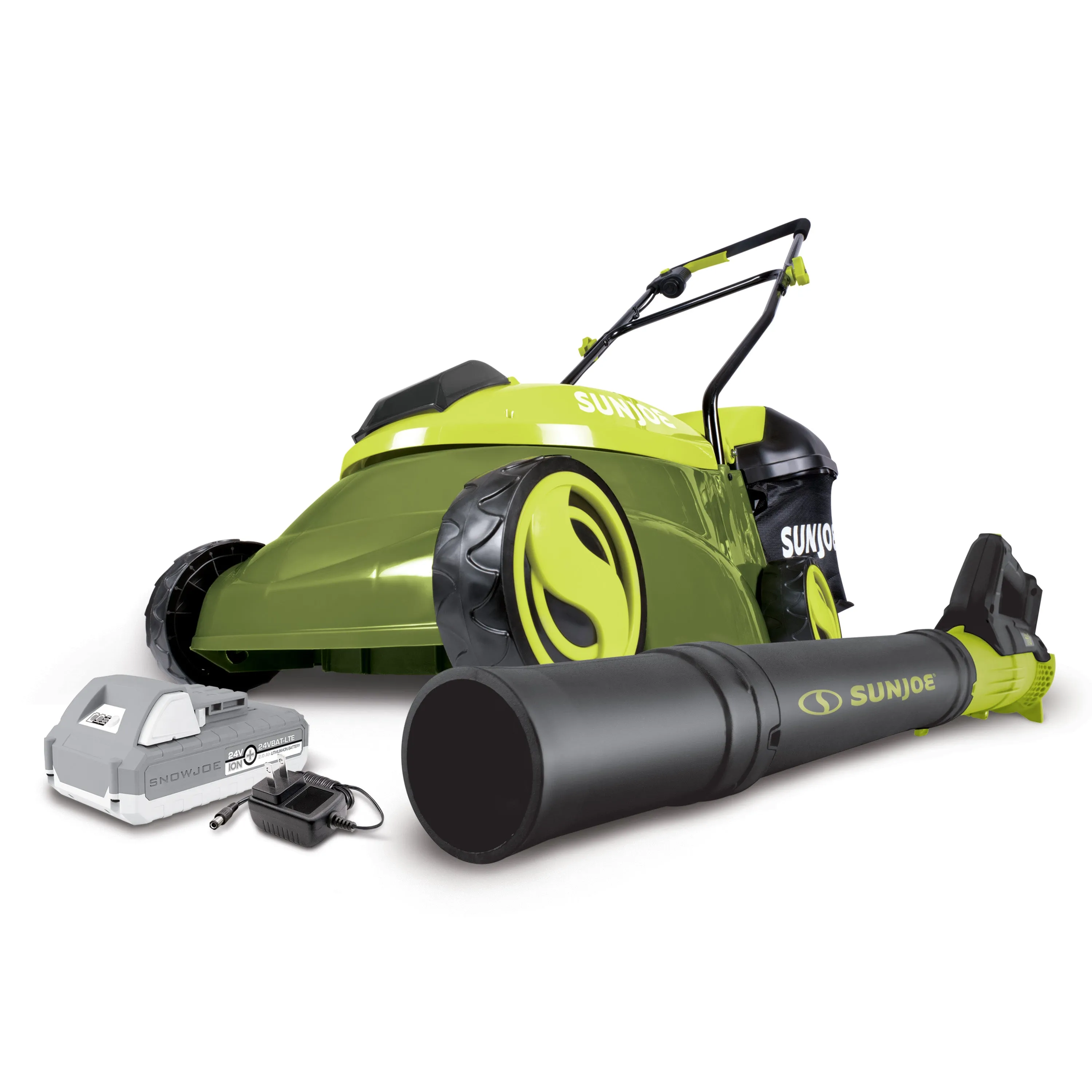 Sun Joe Cordless Power Bundle | Lawn Mower   Leaf Blower | W/ 2.0-Ah Battery   Charger