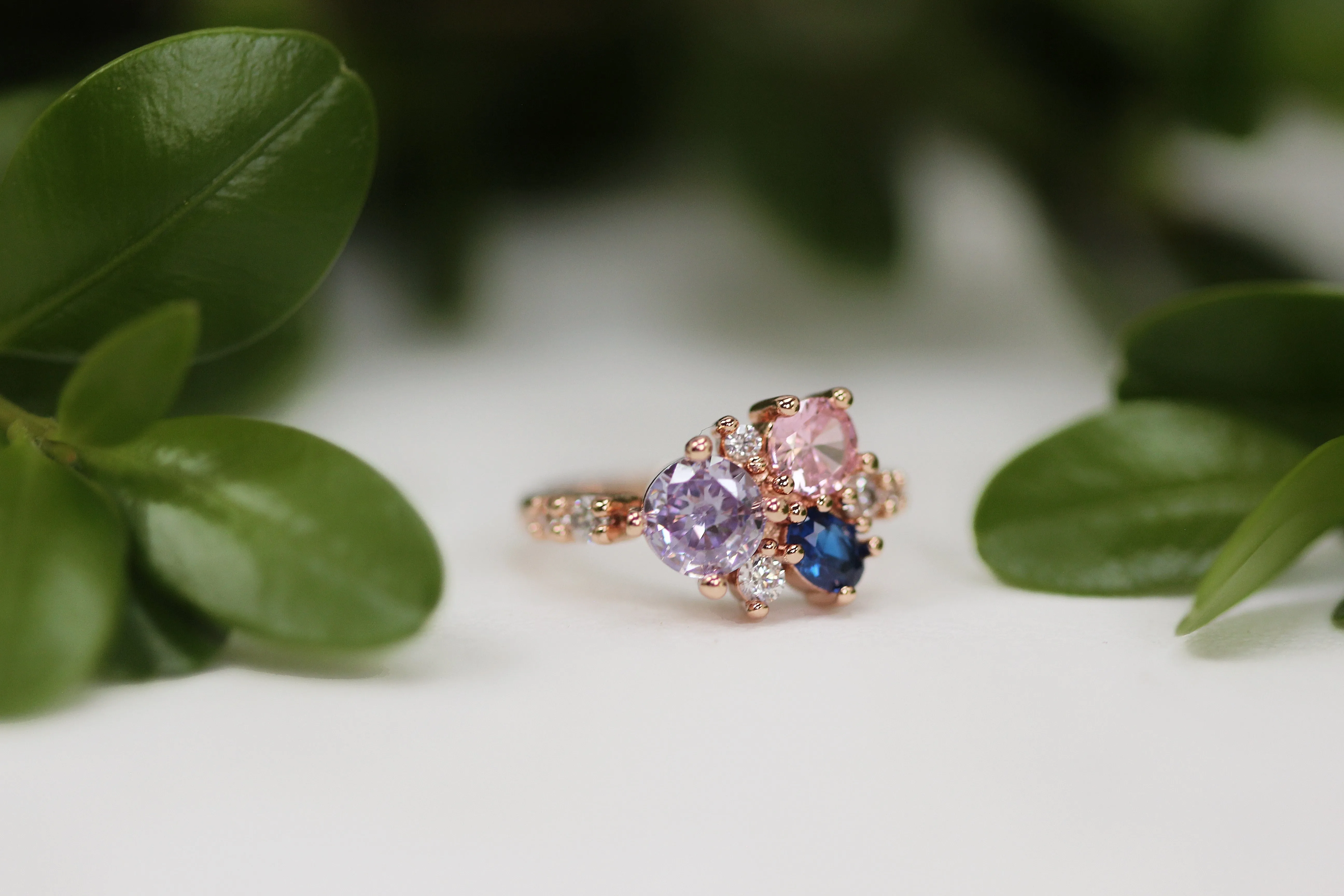 Sunset Crystals Cluster Ring