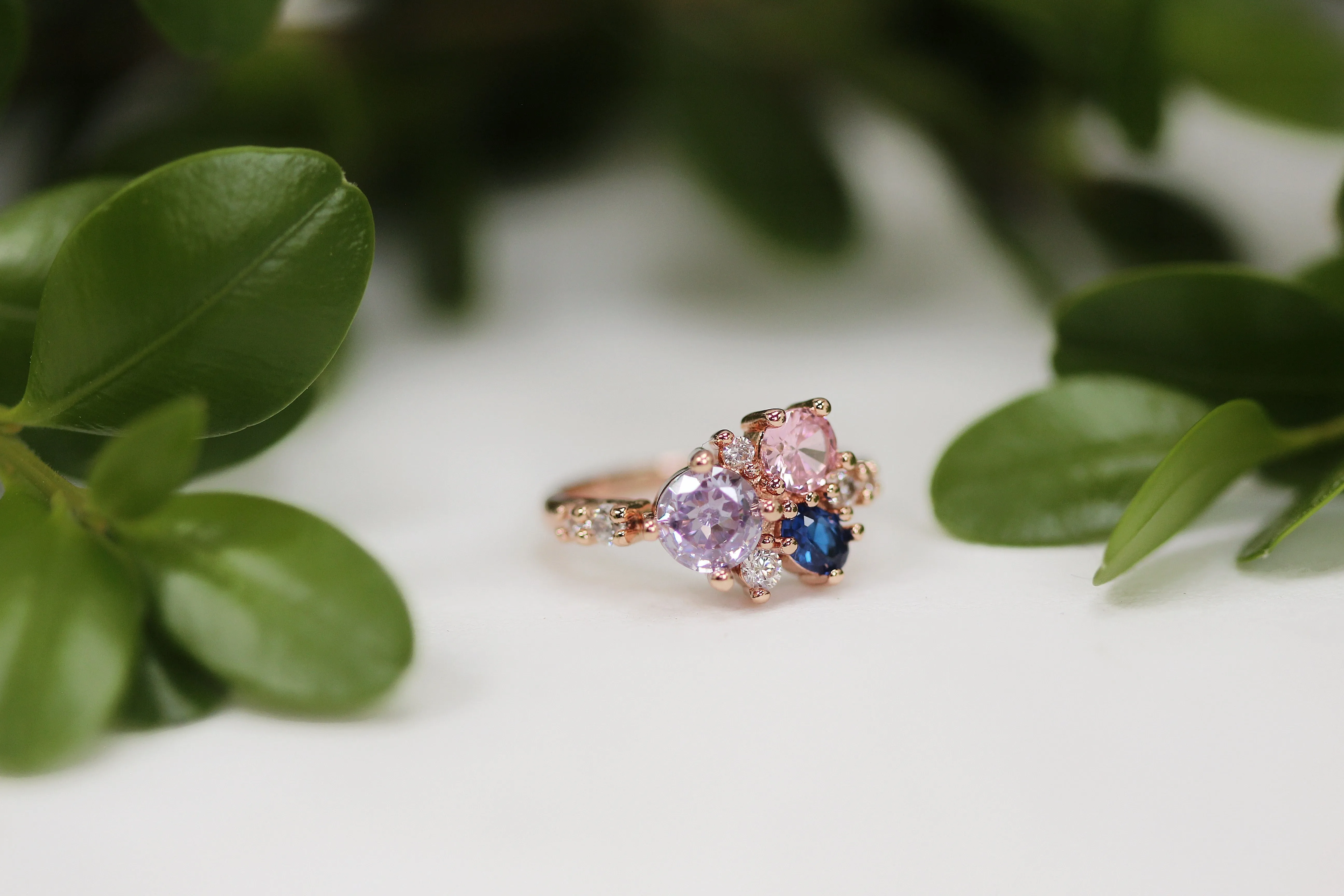 Sunset Crystals Cluster Ring