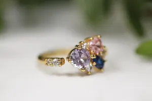 Sunset Crystals Cluster Ring