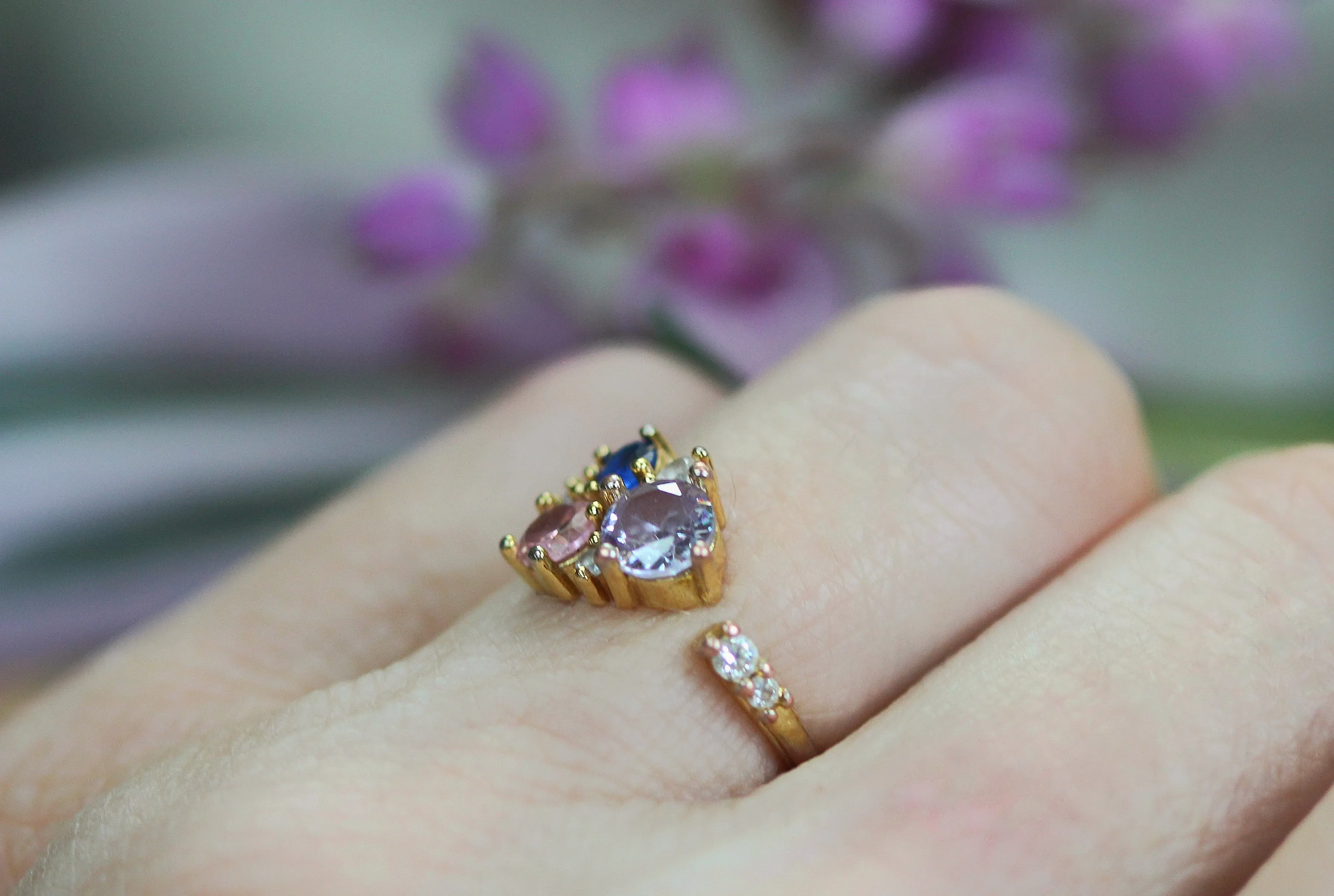 Sunset Crystals Cluster Ring