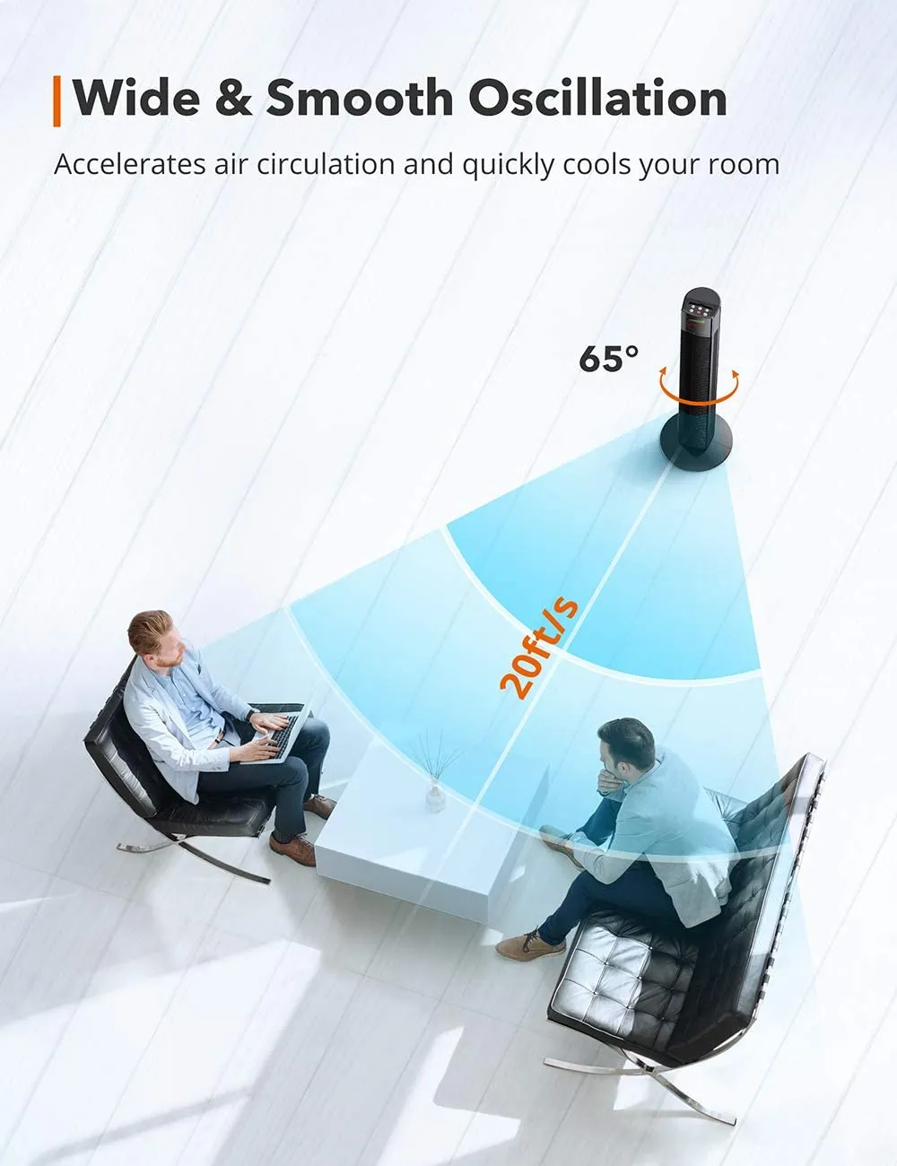 TaoTronics Tower Fan 002,36” Oscillating Tower Fan with Remote, 9 Modes, Large LED Display, 12-Hour Timer