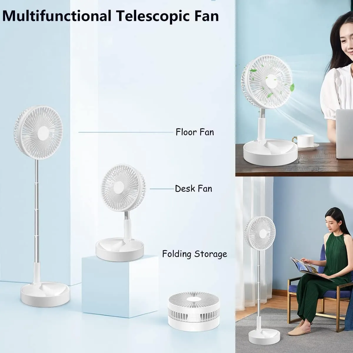 Telescopic Folding 7200mah Rechargeable Fan