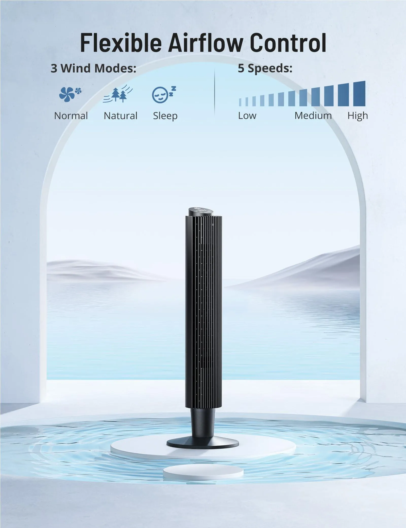 Tower Fan with Remote, 90° Oscillating Quiet Cooling Fan