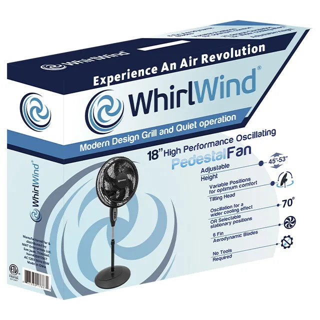 Whirlwind 18" 6 Blade Pedestal Fan