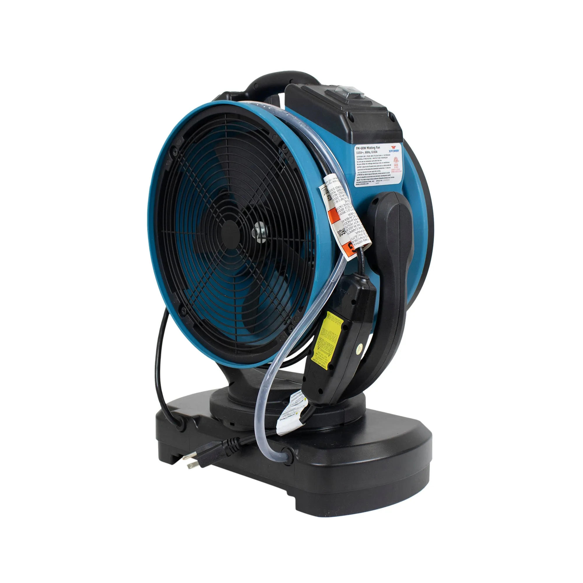 XPOWER FM-68W Multipurpose Oscillating Portable 3 Speed Outdoor Cooling Misting Fan with Built-In Water Pump and Hose