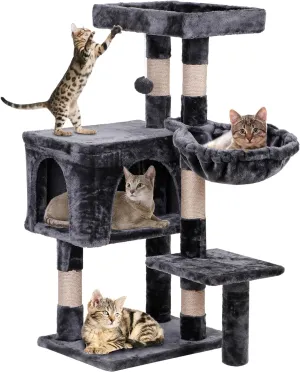 ZENY™ 35.5 Inch Cat Tree for Indoor Cats, Multi-Level Cat Condo Tower with Large Top Perch, Hammock and Scratching Posts, Dark Grey